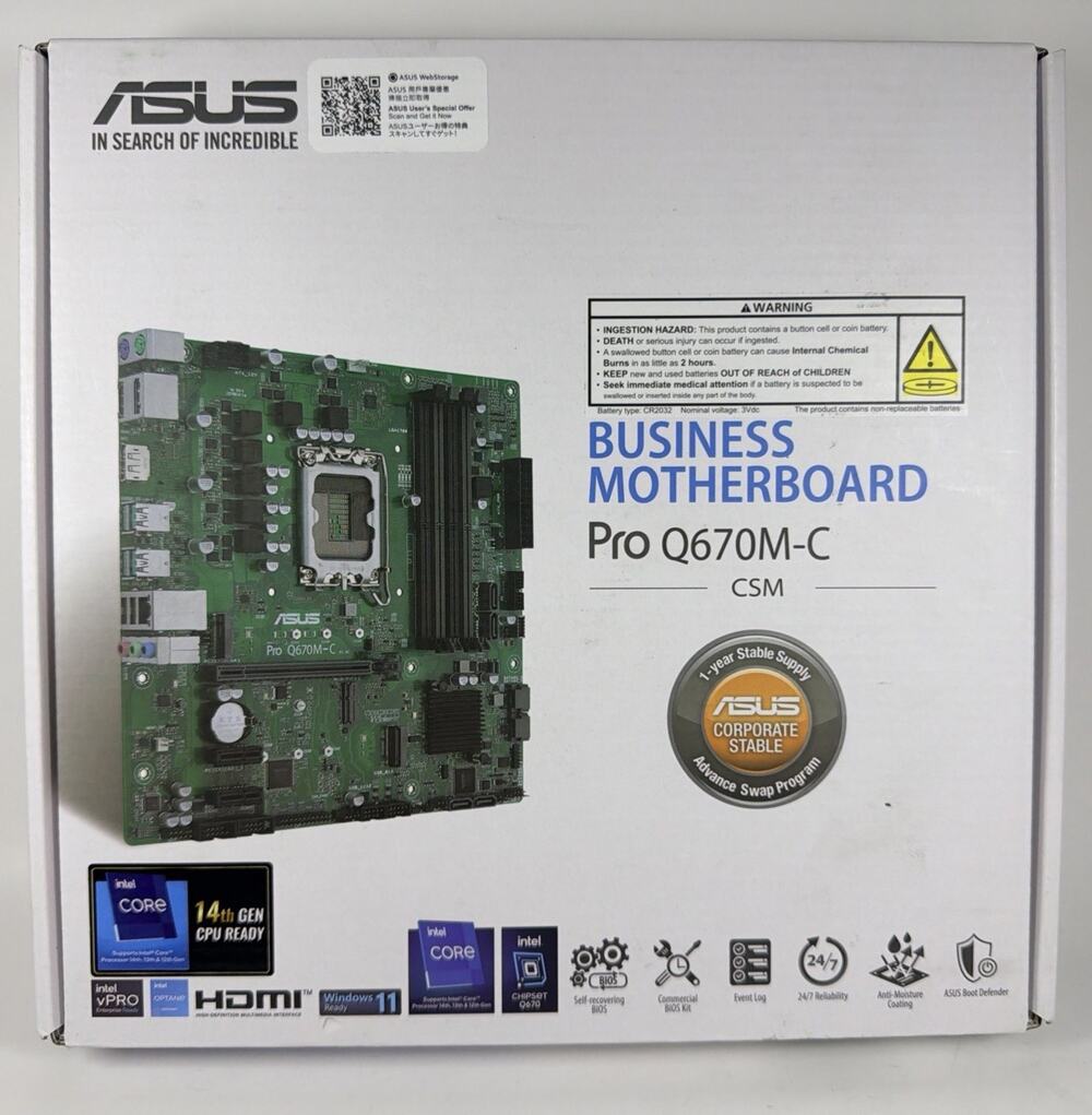 ASUS Pro Q670M-C CSM LGA1700 Business Motherboard - New